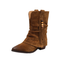 Bottines à plateforme pour femmes, style bohème vintage, franges, style western, 5 cm, en peau de mouton, automne/hiver, mode décontractée