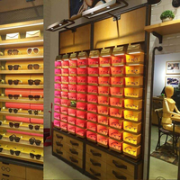 Étagère de présentation en verre carré massif de haute qualité, avec éclairage LED, finition polie, robuste, facile à nettoyer, pour porte coulissante