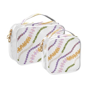 2-pack Custom Design Puakenikeni Flower Women Small Transparent Clear PVC Cosmetic Bags With Zipper - Product Image 2