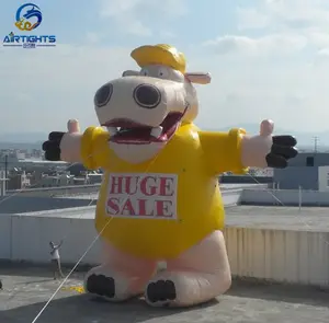 Professional supply jumbo inflatable mascot strong inflatable hippo ground balloon for huge sale