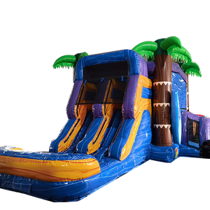 Nuevo y Popular Castillo Inflable Comercial con Palmeras Tropicales, Combinado Húmedo/Seco, <span class=keywords><strong>para</strong></span> <span class=keywords><strong>Alquiler</strong></span> en Fiestas Infantiles - Product Image 1