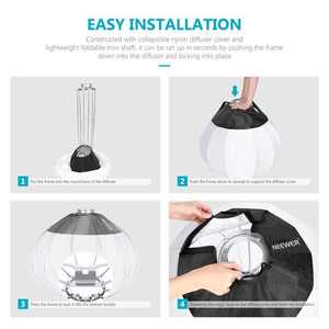 Diffuseur de boîte à lumière douce Neewer Globe Lantern 80 cm pour Neewer CB60 CB100 CB150, Aputure 300D II 120D, <span class=keywords><strong>Godox</strong></span> <span class=keywords><strong>SL</strong></span>-<span class=keywords><strong>60W</strong></span> SL150W II FV150 VL150 - Product Image 3