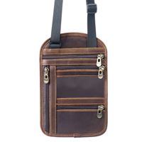 Portefeuille vintage en cuir véritable Crazy Horse fait main avec blocage RFID, pochette de voyage unisexe pour passeport et rangement d'argent autour du cou