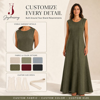 Robe longue en lin pour femme, personnalisée par Joydressing Factory, sans manches, avec empiècements, coupe évasée, décontractée pour l'été, OEM ODM