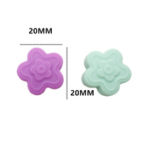 Manik-manik Bunga Silikon Datar 5 Kelopak Warna Solid dengan Bagian Belakang Datar untuk Membuat Lei, Perhiasan DIY, Aksesoris Bayi