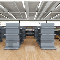 Rd Heavy-Duty Enkelzijdige Vrijstaande Metalen Gondel Supermarkt Plank Voor Supermarkt Retail Display Fruit Groente Rack