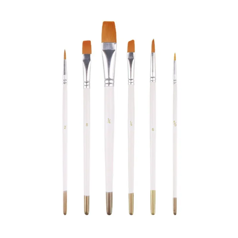 Cdrox 6pcs Set de cepillos de Pintura de la Acuarela Kit Diferente Forma del Cabello con Mango de Nylon de Madera Cepillo de Pintura Material de Bellas Artes 