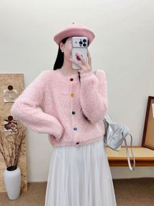 Cardigã Feminino de Mohair Felpudo com Gola Redonda e Botões, Manga Longa, Estilo Coreano, Coleção Outono Inverno 2026 - Sucesso de Vendas - Product Image 2