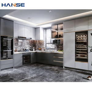 사용자 정의 나무 찬장 캐비닛 세트 디자인 현대 옻칠 매트 마감 나무 부엌 캐비닛 아파트 - Product Image 4