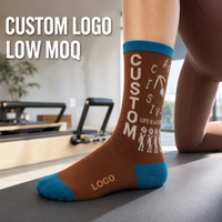 Chaussettes de sport à motif créatif « La vie est un horloge » avec logo personnalisé et bordure turquoise pour le yoga, le Pilates et la gym
