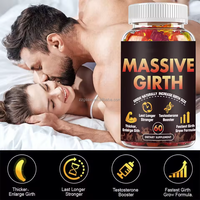 Gummies à l'extrait de graines d'Ashwagandha pressées à froid pour l'amélioration de la puissance masculine, pour des performances plus importantes, plus épaisses et plus durables, flacon de 60 unités