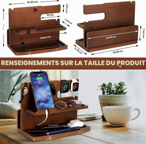 Desk Organizer <strong>Bedside</strong> Desk Docking Station Wooden Phone Docking Station Birthday Gifts for Husband Fathers Day Gifts - Product Image 5