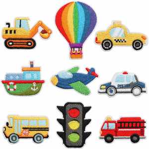 NODA Buck Stock Embroidery Cute Traffic Theme Car air <b>Balloon</b> Flight Traffic Light Ambulance Steamer Patch for Kids Cloth Bag - Product Image 1