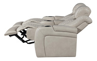 Sofá Reclinable Eléctrico Extensible de Cuero Genuino Moderno para Cine en Casa con Luz LED y Estructura de Madera