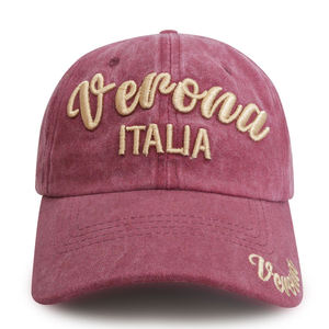 Gorra de béisbol de algodón vintage de color liso al por mayor, estilo papá, con bordado de pata de perro, deportiva, con hoja, leopardo, puntos y letras, de algodón lavado - Product Image 2
