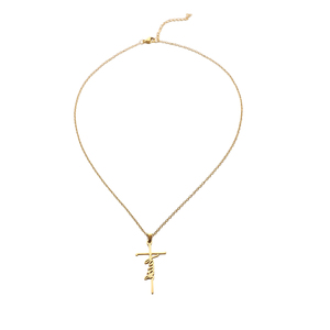 Collar con colgante de Cruz chapado en oro, letra inspiradora creativa, Hope Believe Grateful Charms, collar cruzado para mujer - Product Image 2