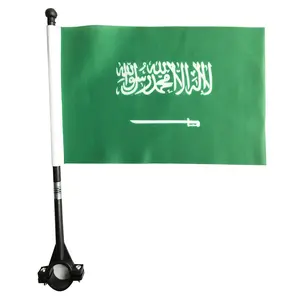 Bandiera della bici della squadra di allenamento personalizzata all'aperto 14x21cm bandiera nazionale saudita in bicicletta con asta di plastica