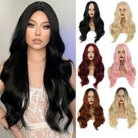 Wig Rambut Keriting Panjang Bergelombang Besar Tanpa Lem, Grosir Pabrik, Aksesoris Rambut untuk Cosplay