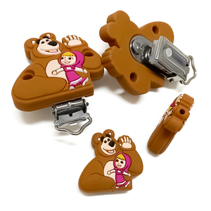 Clip Portaciuccio in Silicone Più Vendute Masha <span class=keywords><strong>e</strong></span> <span class=keywords><strong>Orso</strong></span> Giocattoli Accessorio da Afferrare per Bambini Clip in Metallo per Uso Alimentare - Product Image 5