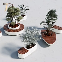 Banc d'attente rond moderne en fibre de verre avec pot de fleurs, chaise sans accoudoirs, chaise publique extérieure pour centre commercial, parc, salle de sport