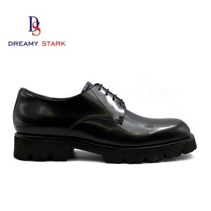 Chaussures de mariage originales de marque, nouvelle collection automne-hiver, forme carrée, en cuir véritable noir, logo personnalisé, à lacets, confortables - Product Image 4