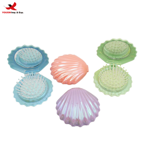 Convenient Foldable Hairbrush with Round <b>Mirror</b> New <b>Shell</b> Design Massage Airbag for Hair Care and Makeup GZ RTS Bulk Mixed Order - Product Image 1