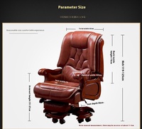 Chaise de bureau de direction en cuir véritable de style chinois moderne Base rotative à hauteur réglable Président PDG professionnel solide