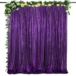紫色亮片背景窗帘闪光紫色窗帘闪光摄影背景派对婚礼生日墙装饰