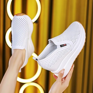 Zapatos Deportivos Casuales de Moda Primavera-Otoño 2025 para Mujer, Blancos, Sin Cordones, <span class=keywords><strong>con</strong></span> Plataforma de 10 cm de Altura Interior, Mocasines de <span class=keywords><strong>Cuña</strong></span> <span class=keywords><strong>con</strong></span> Suela Gruesa de PVC Suave - Product Image 3