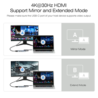 Hub USB-C 5-en-1 personnalisable avec prise 4K, 3 ports USB-A, alimentation 100W, compatible OEM à 100% pour ordinateur portable, câble en silicone/tressé, boîtier en aluminium