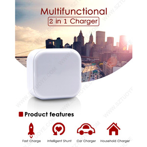 Travel Home Tường <span class=keywords><strong>Adapter</strong></span>-in-Dual Port USB <span class=keywords><strong>Car</strong></span> Charger Với Có Thể Gập Lại <span class=keywords><strong>AC</strong></span> Cắm - Product Image 4