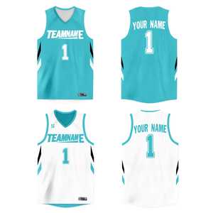 Maillot de basket-ball athlétique personnalisé Aqua White Double Side Tops - Product Image 2
