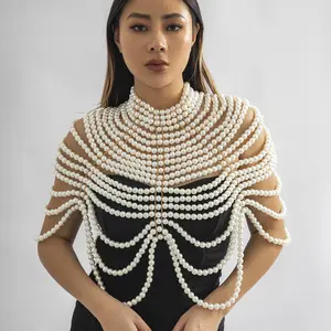 Mylulu Top Vente Collier de Mariée Châle Set Handmade Pearl Tassel Chaîne de Corps en Alliage pour Robes de Mariée Élégantes - Product Image 1