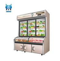 Energiezuinige compressie gekoelde vitrine met glazen deur voor fruit, groenten en vlees, commerciële koelkast