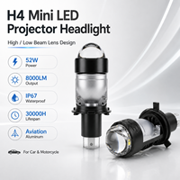 Phare LED H4 personnalisable 100W 12V avec lentille de projecteur 8000LM 6000K, faisceau haut/bas, IP67, en aluminium, nouvelle ampoule d'éclairage automobile