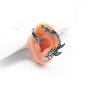 yunnique Koi Carp <b>Cuff</b> <b>Earrings</b> Stainless Steel Animal Shape Fashion Jewelry For Men And Women Single <b>Ear</b> Clip Design - Product Image 4