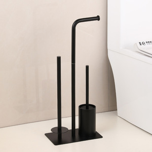 Supporto di carta igienica Free Standing Premium in acciaio inossidabile con vassoio per il bagno della toilette dell'hotel a casa - Product Image 2