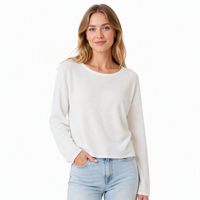 Pull-over Chic Personnalisé Ample et Respirant pour Femme, à Manches Longues, Tricoté à Maille Ouverte, Style Décontracté
