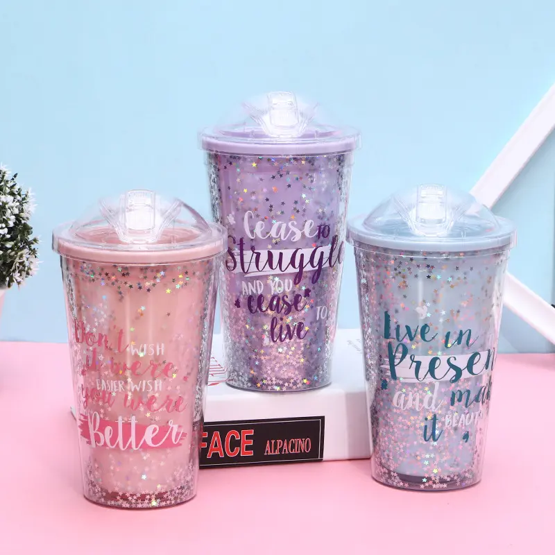 Feiyou индивидуальная летняя двойная чашка креативные подарки пластиковая чашка мороженое с соломинкой для детей