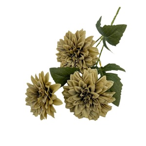 Flores Artificiales de Dalia de Seda, 3 Cabezas, Hechas a Mano, Decoración Moderna para Bodas - Product Image 1