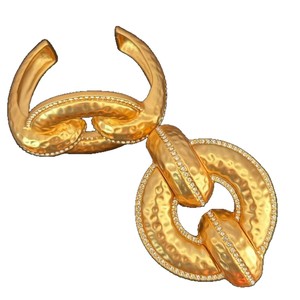 Bracciale in Ottone Placcato Oro 18k Schiaparelli, Motivo Martellato, Senza Sbiadimento, Gioielli all'Ingrosso - Product Image 5