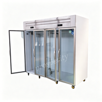 Vitrine réfrigérée commerciale 2,4 m à quatre portes vitrées pour viande, bœuf, porc, et conservation de la viande fraîche