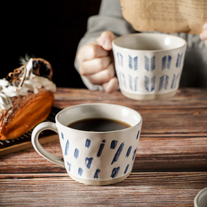 Ins Nordic Hand Painted Coarse Pottery <b>Mugs</b> Simple Breakfast <b>Ceramic</b> Coffee Water Cups - Product Image 1