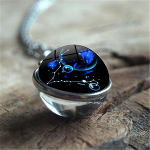Mode Saint Valentin Cadeau 12 Zodiaque Boule De Verre Femmes <span class=keywords><strong>Horoscope</strong></span> Collier Bijoux - Product Image 1