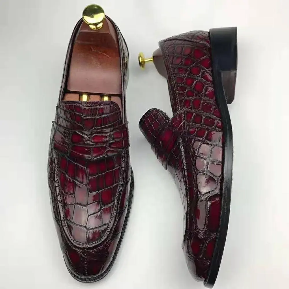 Goodyear zapatos de oficina de los hombres de cuero genuino de cocodrilo zapatos de los hombres vestido hecho a mano de los hombres zapatos italiano