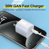 Cargador de Pared USB-C Tipo C PD de 30 W, Enchufe Estadounidense Plegable, Adaptador Europeo, Mini Cargador de Teléfono GaN para iPhone y Android