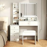 Coiffeuse Moderne et Durable Tout-en-un avec Rangement, Multifonctionnelle, Idéale pour Appartement, Petite Chambre, Économique