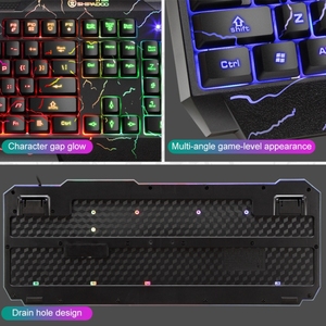 <span class=keywords><strong>Kit</strong></span> <span class=keywords><strong>clavier</strong></span> et <span class=keywords><strong>souris</strong></span> de jeu filaire SHIPADOO D620 104 touches avec rétroéclairage RGB coloré pour ordinateur portable, PC - Product Image 4