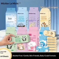 Lingettes humides compactes personnalisées Lemichi pour bébés et tout-petits, format voyage, 64 lingettes, pochette rafraîchissante portable
