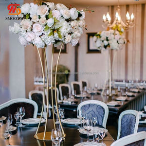 SMOOTH Round Plated Wedding Flower Stand Gold Metal Geometric Floral Stand For Wedding Decoration - Product Image 1